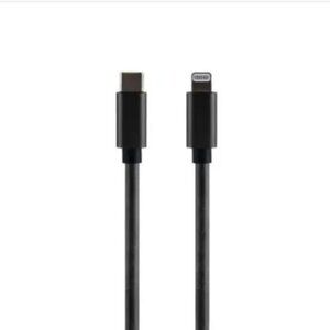 PhunkeeTree Black – 6 ft Leather USB-C to Lightning Fast Charge Cable